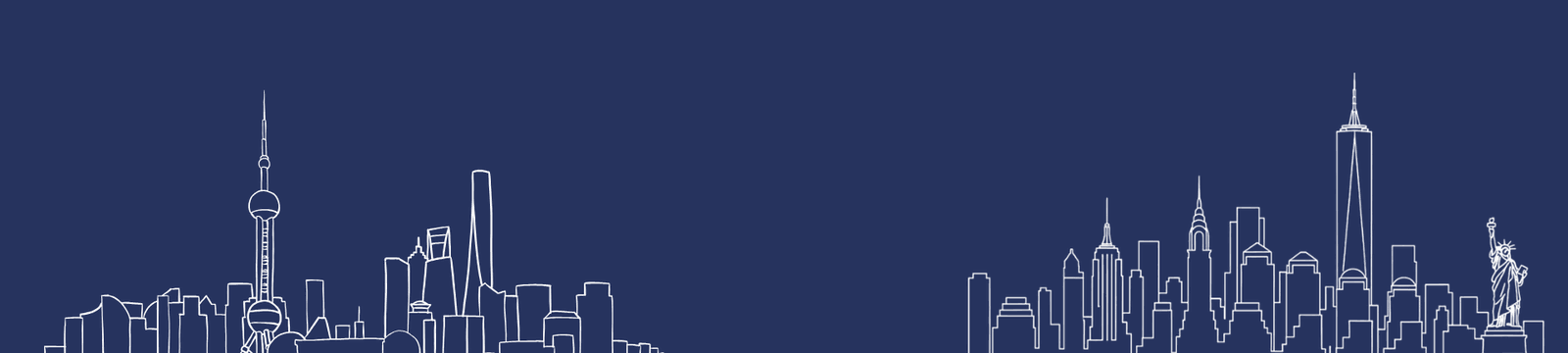 Shanghai and New York skylines